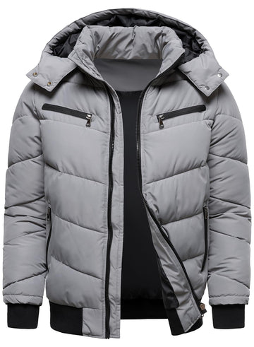 HOOD CREW men's winter coat removable hood detail for versatile styling