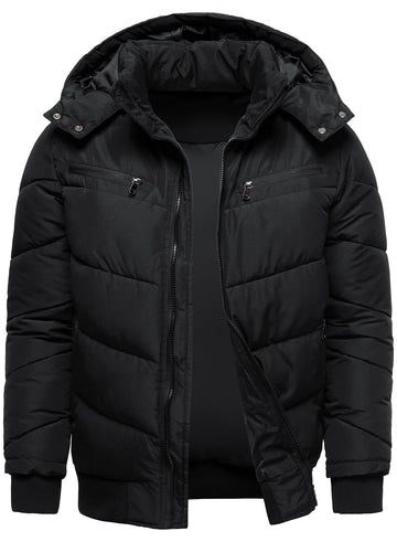 HOOD CREW men's winter parka back view highlights sleek silhouette and practical pockets.