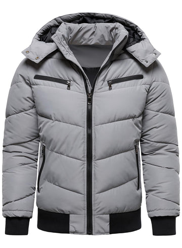 HOOD CREW men's winter coat windproof padded parka with removable hood for chilly commutes