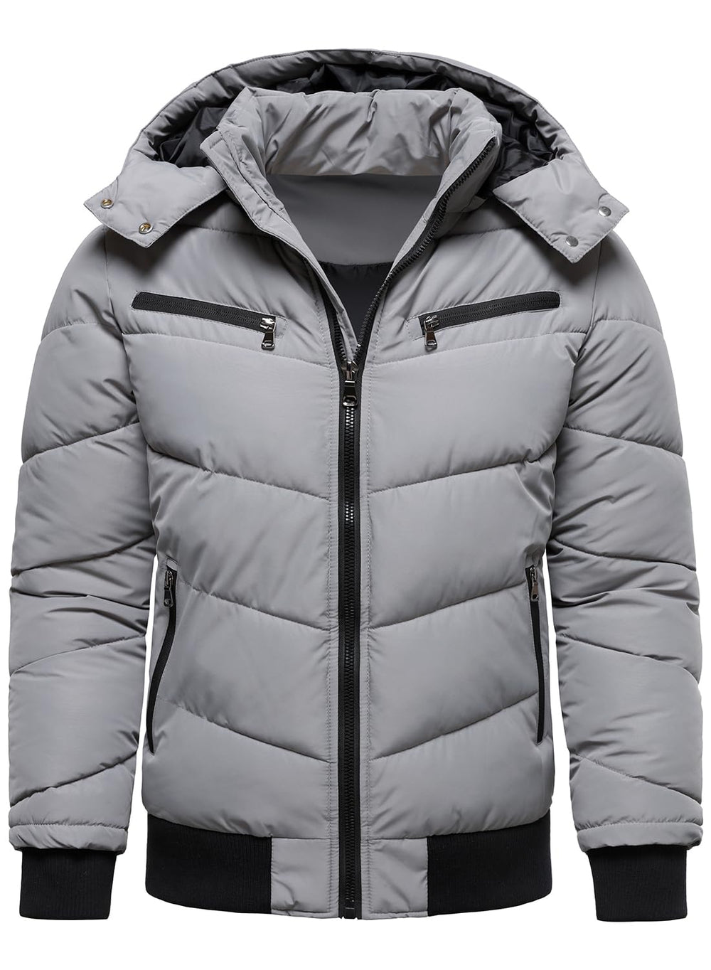 HOOD CREW men's winter coat windproof padded parka with removable hood for chilly commutes