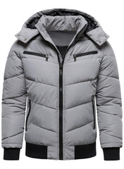HOOD CREW men's winter coat windproof padded parka with removable hood for chilly commutes