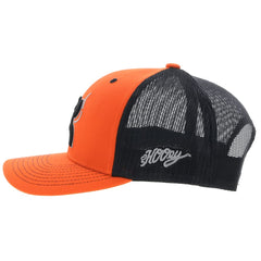 HOOEY Arc Trucker Hat back view highlighting adjustable snapback closure.