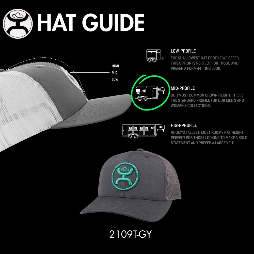 HOOEY logo emblem on grey hat for subtle branding