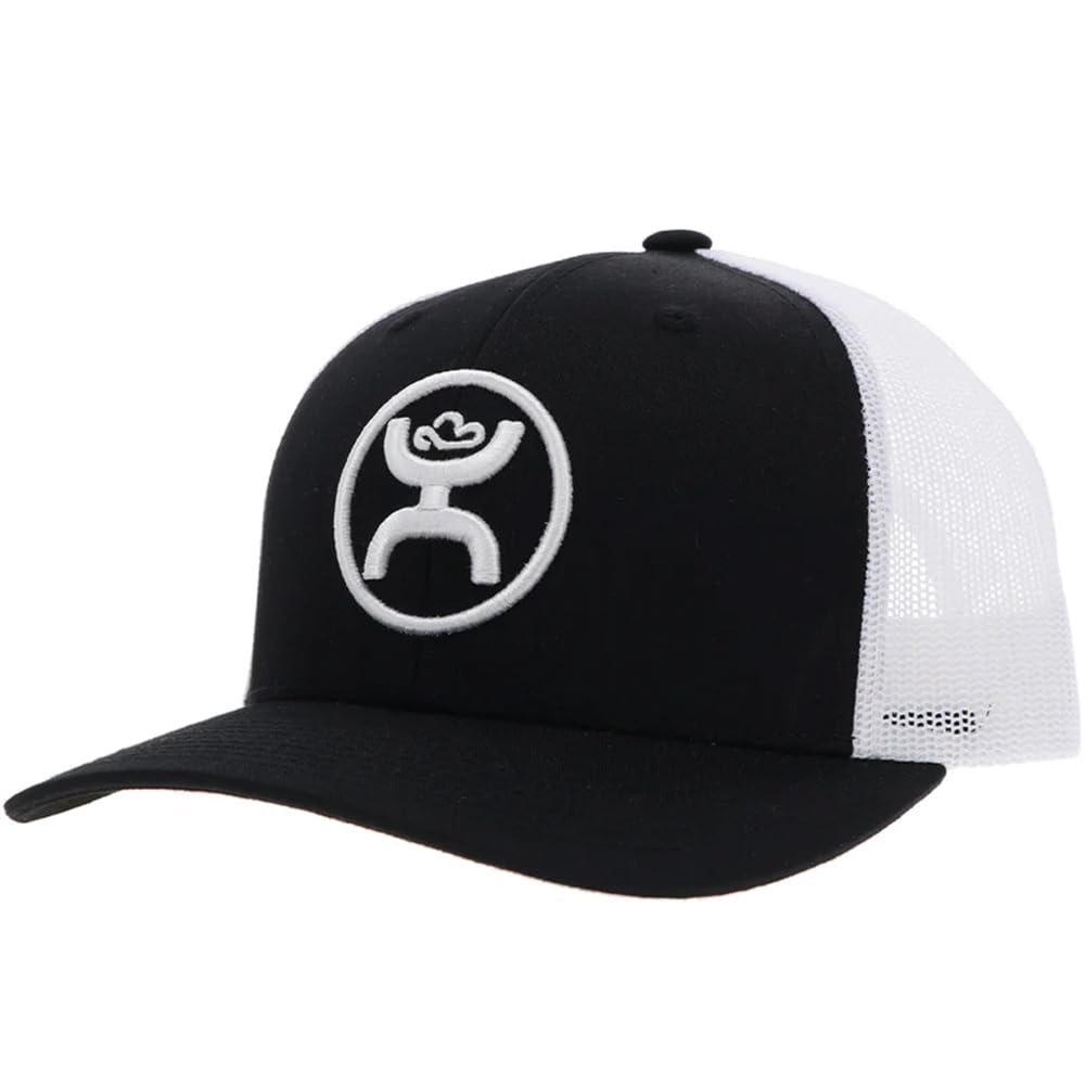 HOOEY O Classic hat front view in black and white, versatile everyday style.