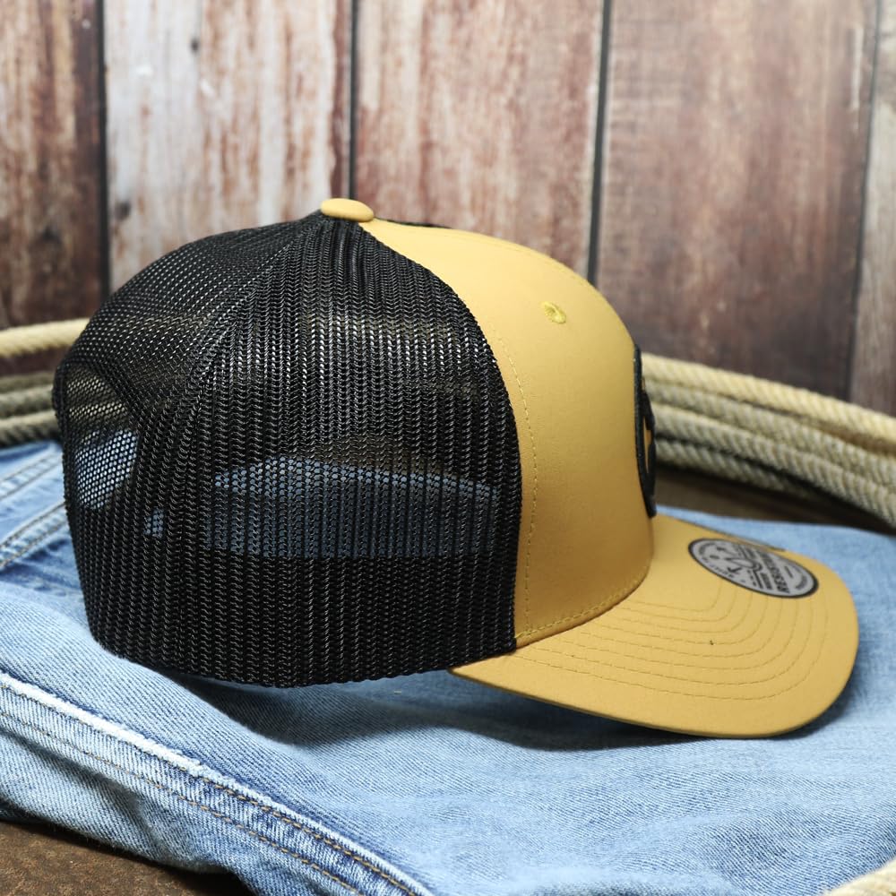 HOOEY O Classic trucker hat top view highlights color contrast for outfit-ready detail.