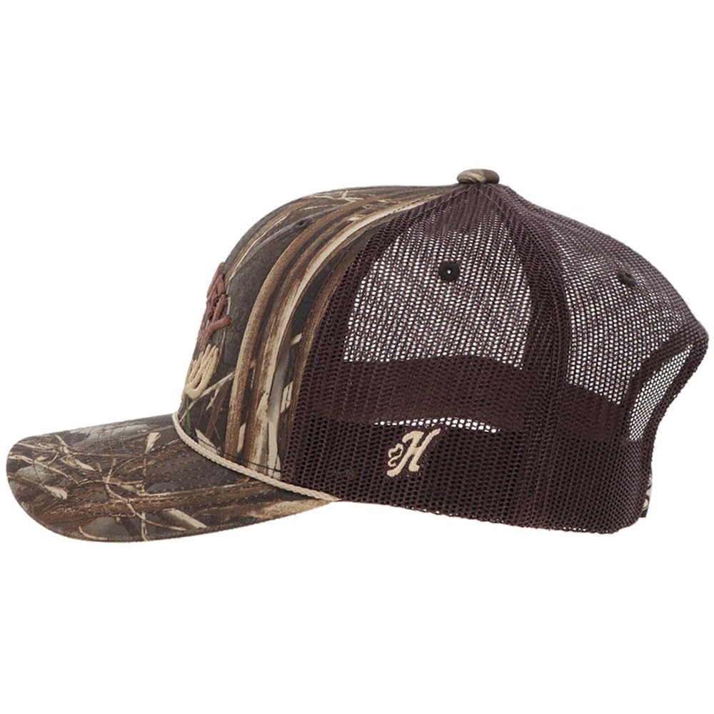 HOOEY Outfitters Realtree camo snapback embroidered logo highlighting authentic branding.