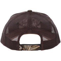 HOOEY Outfitters Realtree camo snapback side profile showing rugged design.