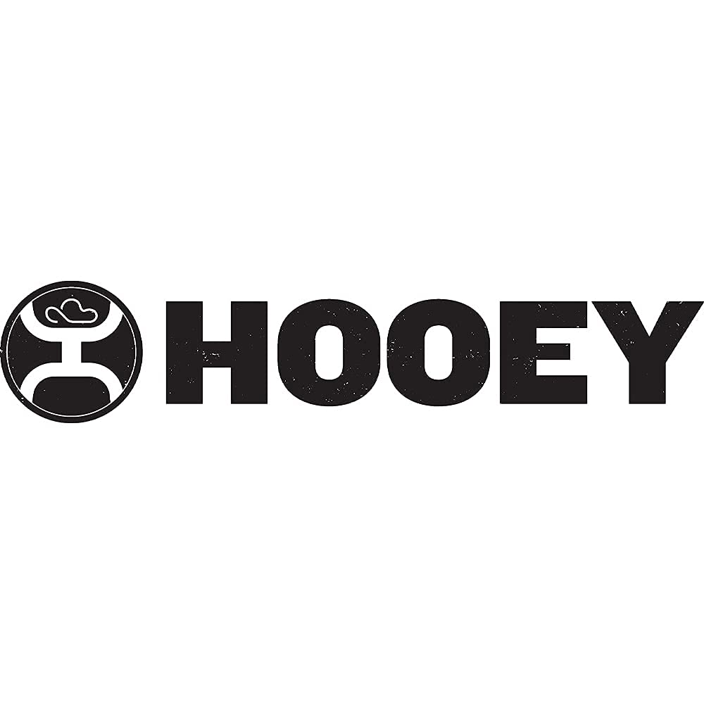 Logo close-up on front panel of HOOEY O Classic hat black/white