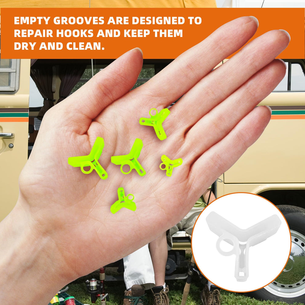 Packaging image showing 500 hook covers in yellow and white