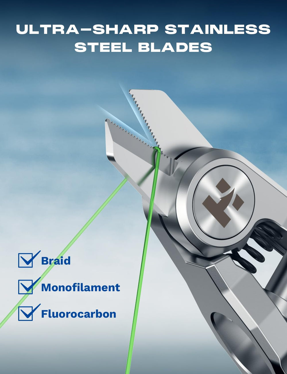 Knot tying tool and eye cleaner integrated in HOOK-EZE