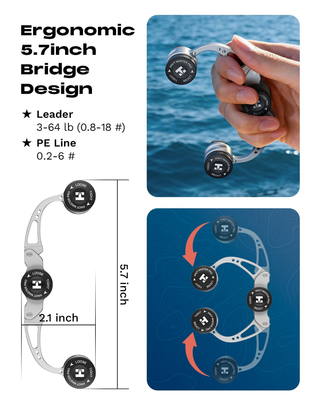HOOK-EZE FG Knot Tool compact ergonomic design fits tackle box.