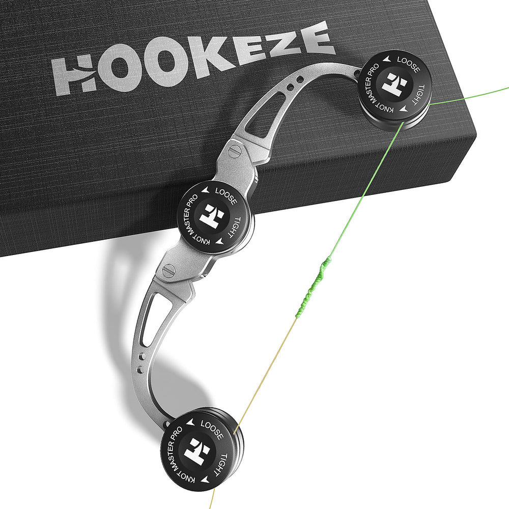 HOOK-EZE FG Knot Tool held in hand enables precise FG knots on braided line.