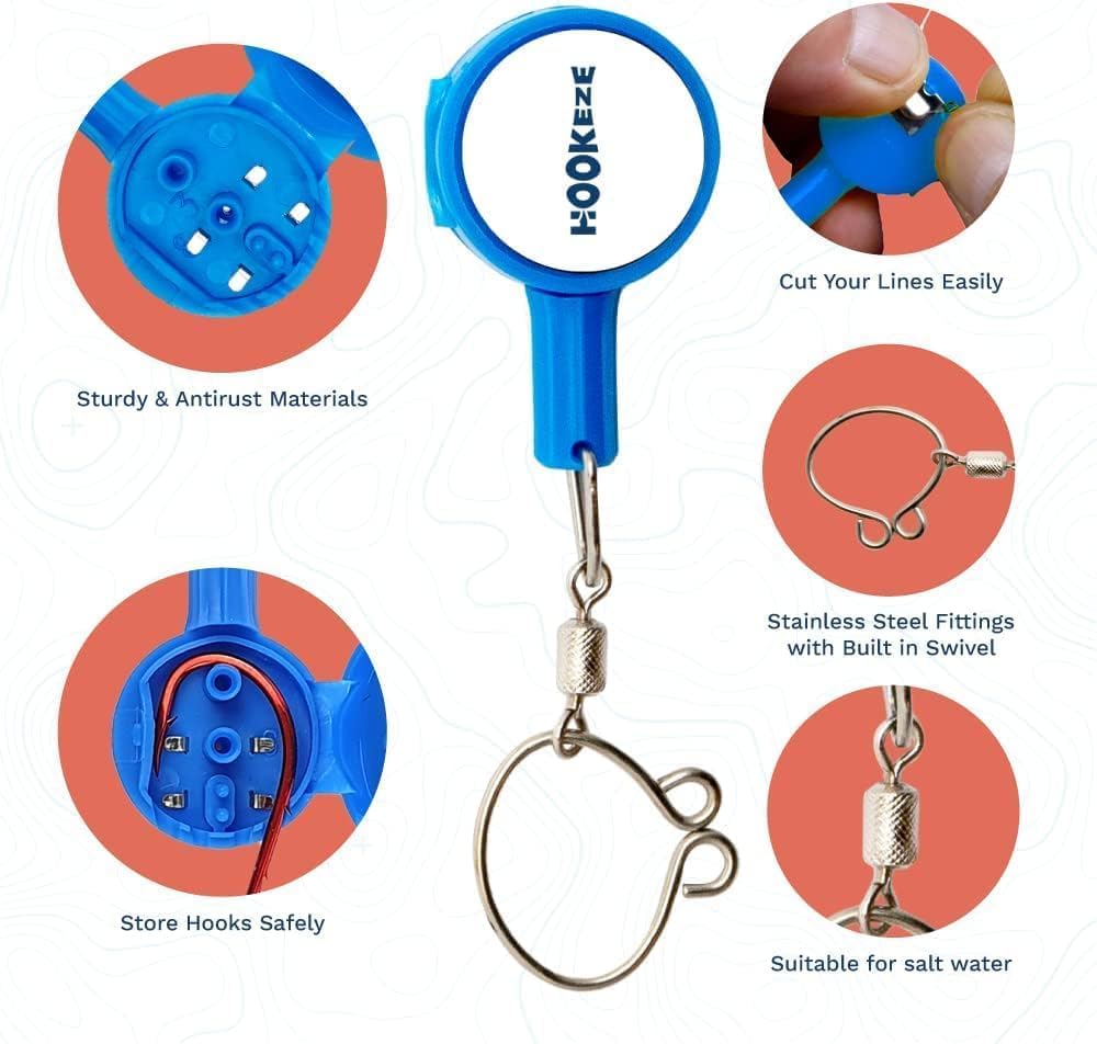 HOOK-EZE attached to two fishing rods for safe transport