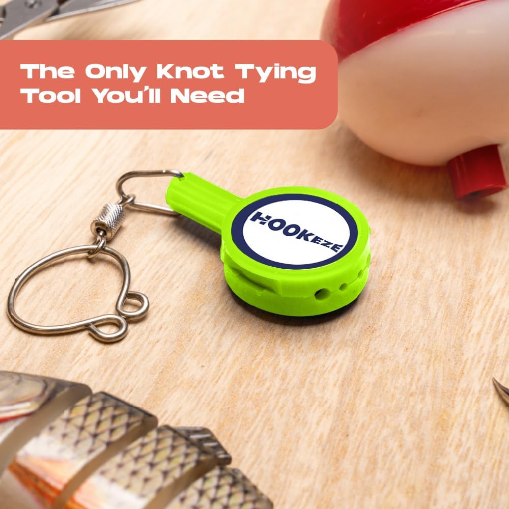 Four-piece HOOK-EZE knot tying tool kit laid out