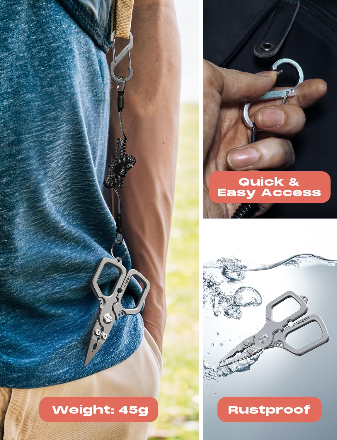 Saltwater-ready titanium pliers designed for anglers