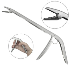 One-handed operation demonstrated with 11.6 inch hook remover pliers