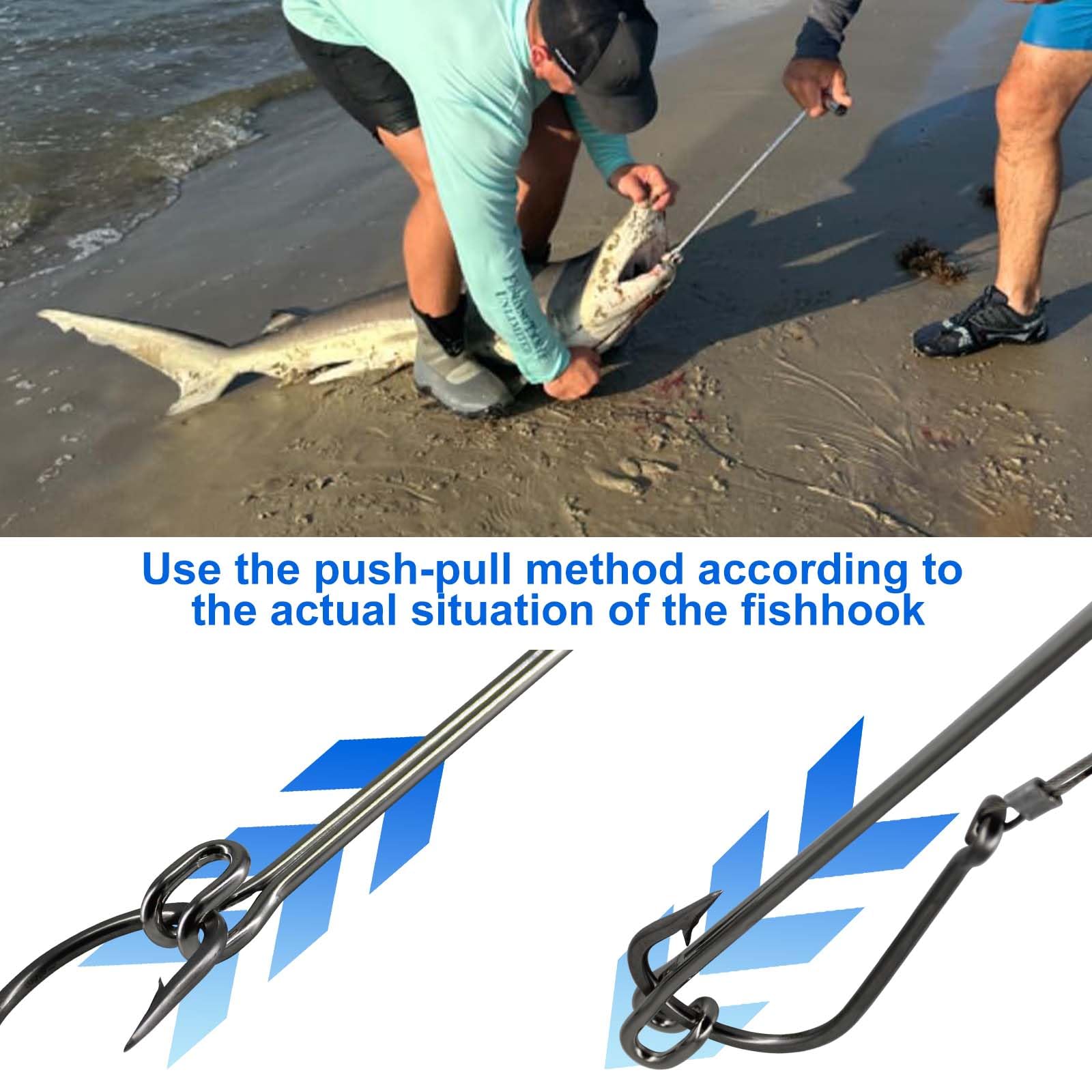 12-inch saltwater dehooker tool in use