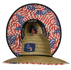 Hook & Tackle American Lifeguard straw hat with front patch for sun protection