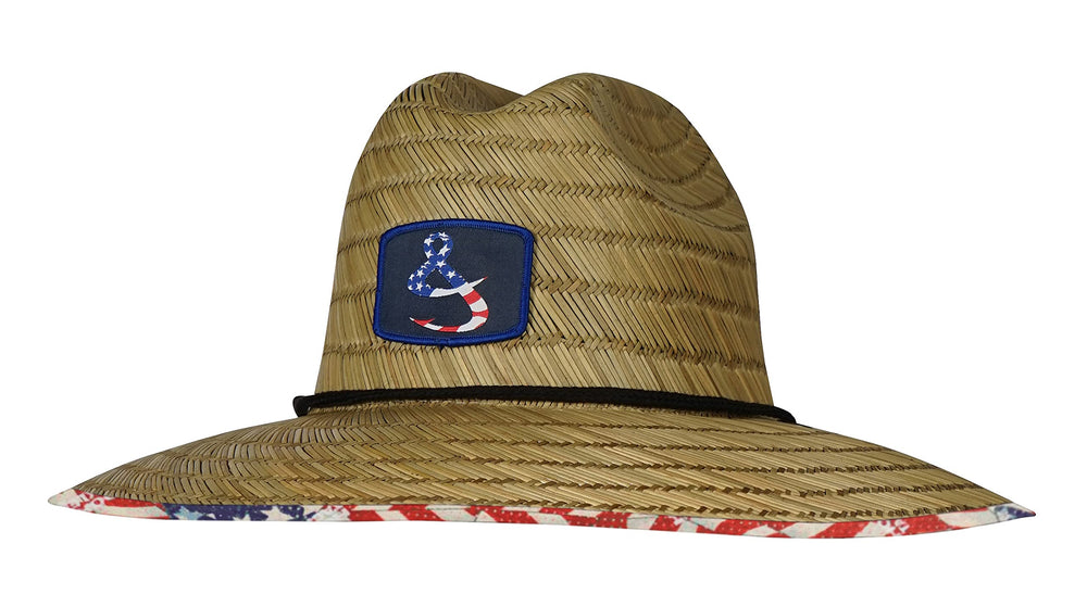 Hook & Tackle straw hat under brim print adds patriotic flair and visibility