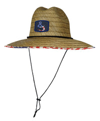 Hook & Tackle Lifeguard straw hat interior crown print detail for branding