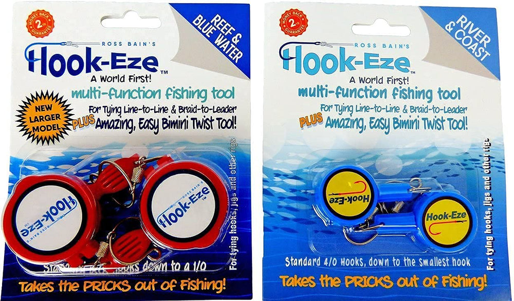 HookEze knot tying tool combo pack with large models The Reef and Blue Water