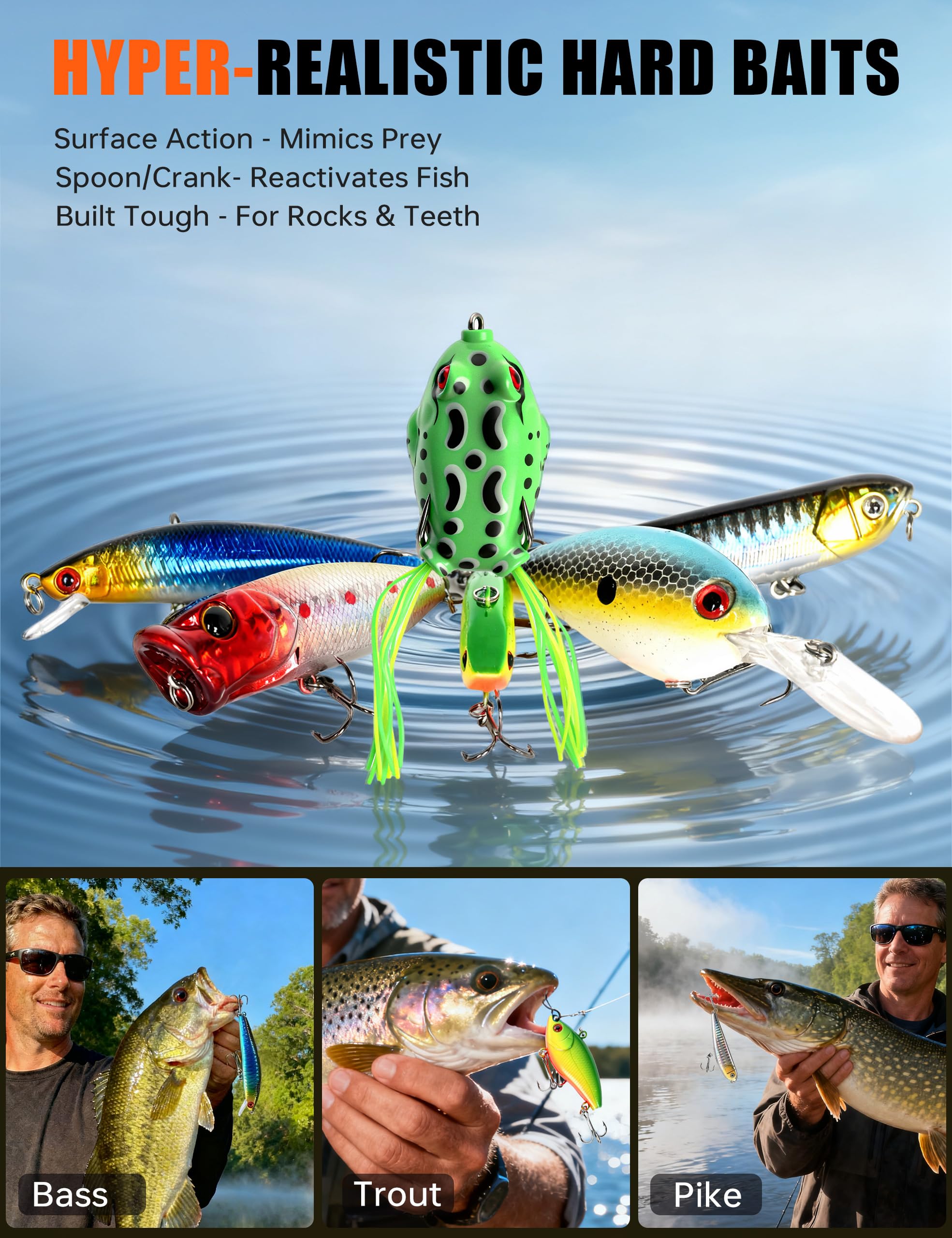 Assorted hooks and sinkers for bass fishing