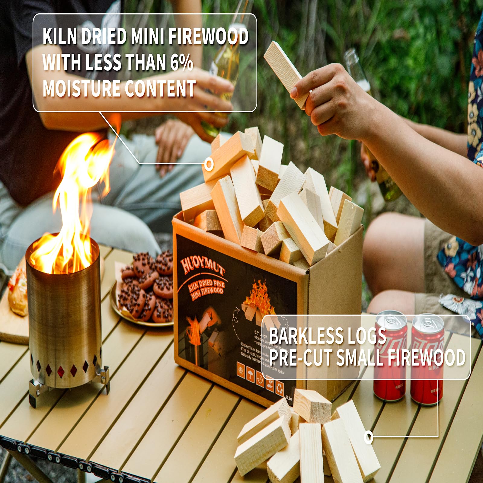 HuoYmut bark-free firewood reduces smoke during outdoor fires