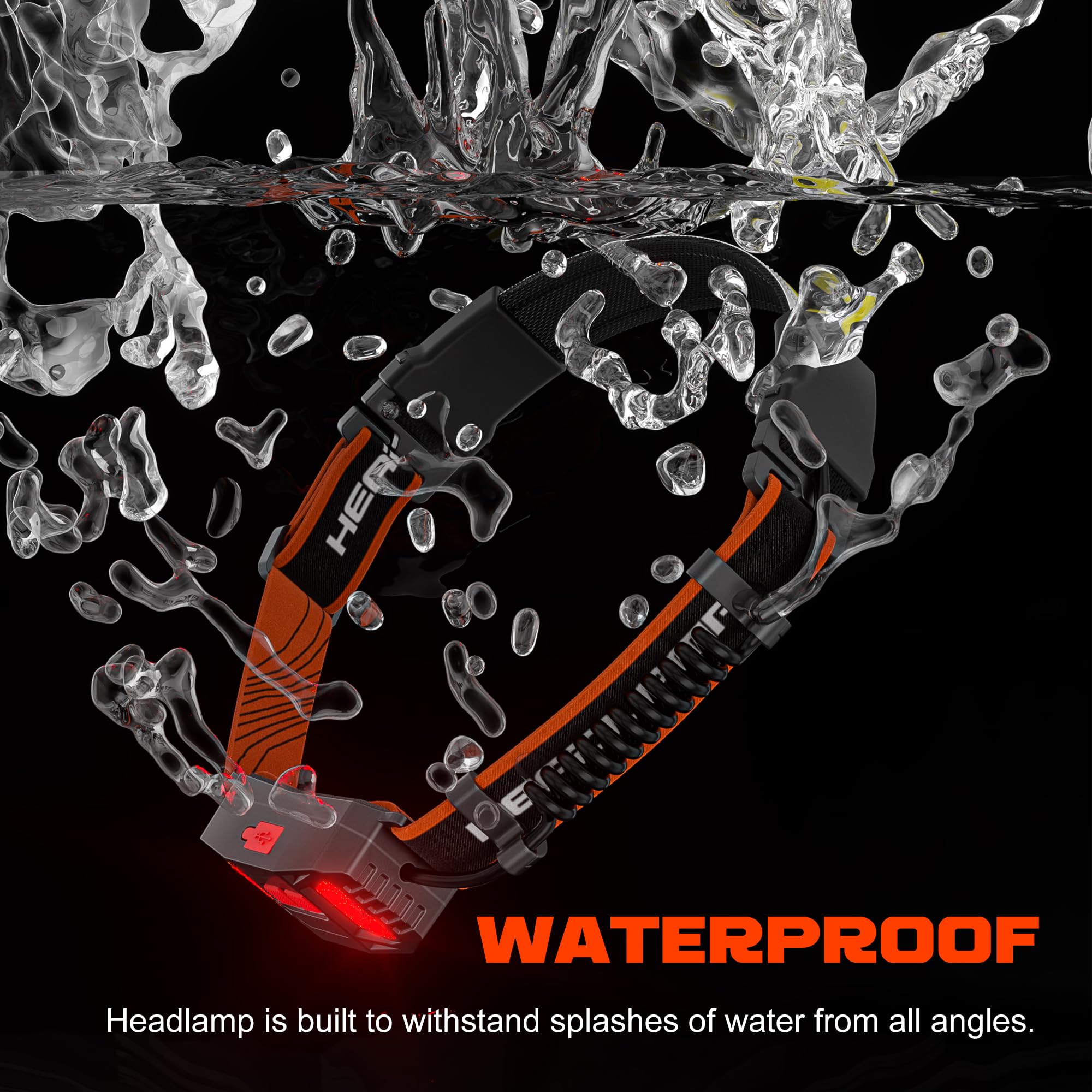 Hopedone headlamp waterproof band design withstands rain and splashes during outdoor activities.