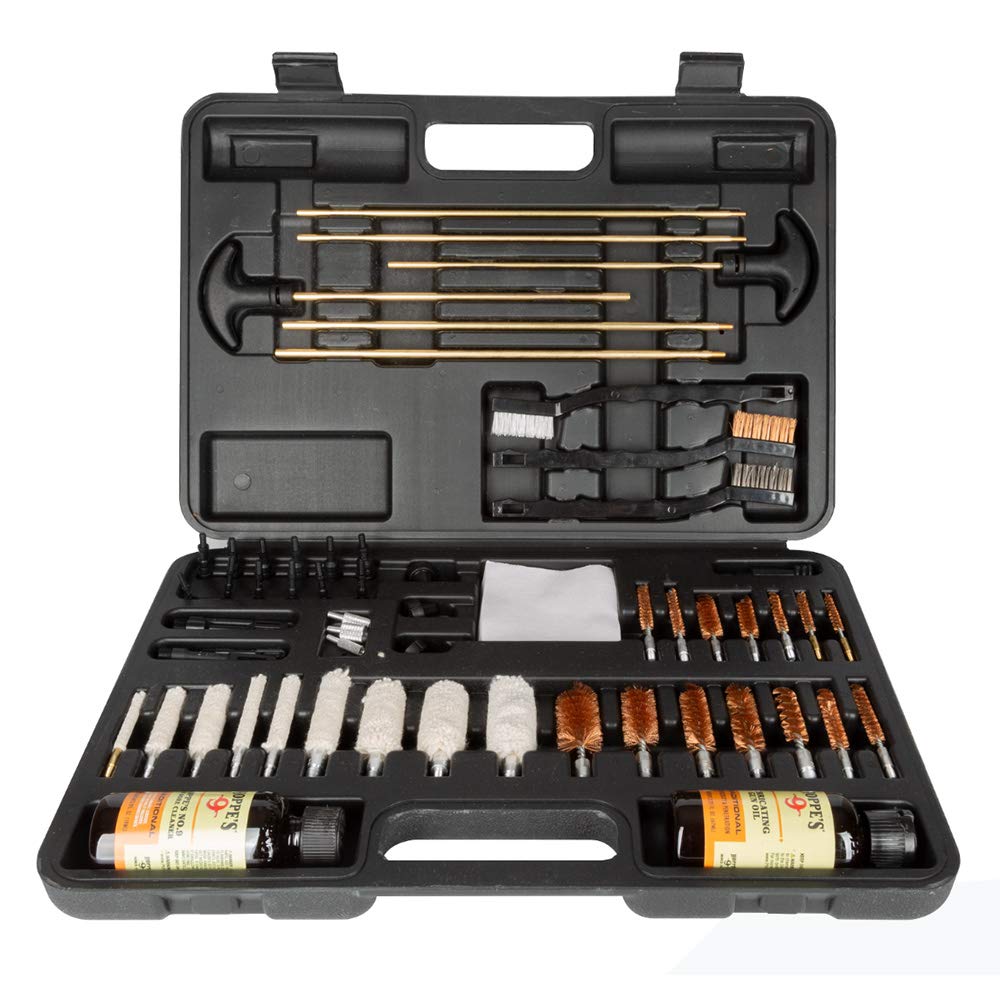62-piece universal gun cleaning kit with patches and jags