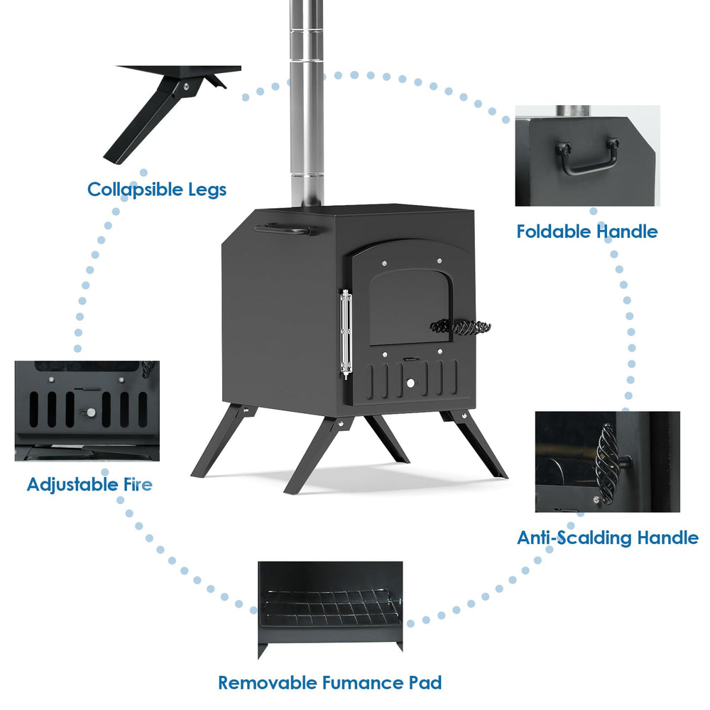 HOPUBUY seven-chimney pipes setup enables efficient smoke exhaust.
