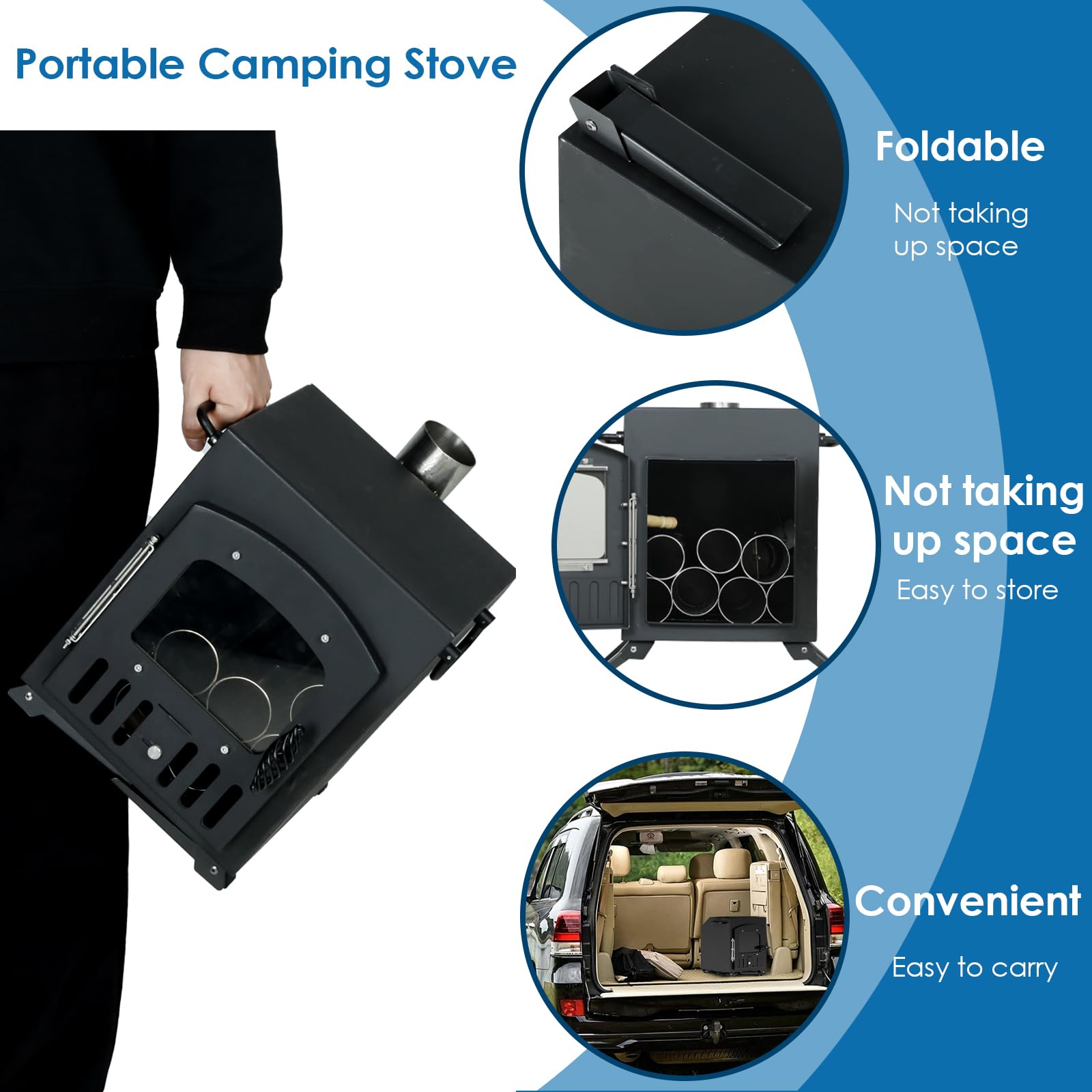 HOPUBUY damping tool-equipped chimney for smoother burn control.