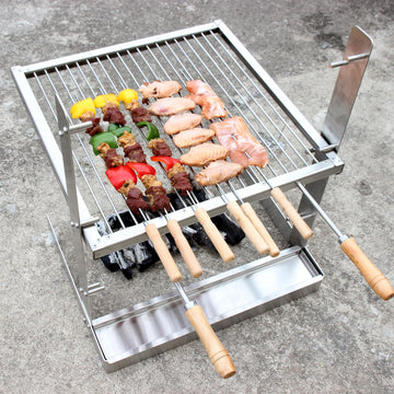 HORESTKIT grease tray catches drippings for cleaner campfire cooking cleanup.
