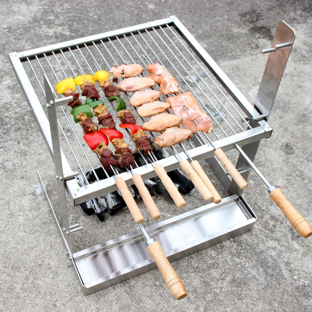 HORESTKIT grease tray catches drippings for cleaner campfire cooking cleanup.