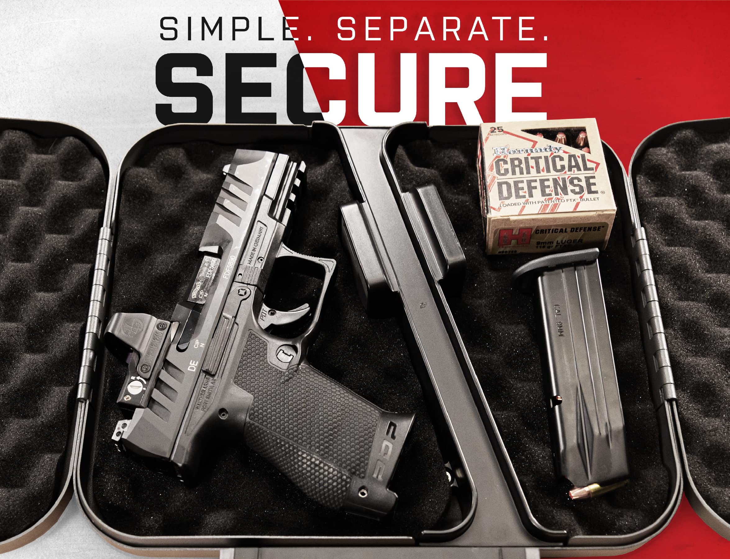 Patented space-saving cable-receiver design inside the box.