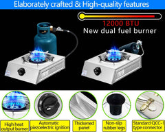Horynar propane stove dual-fuel capability supports multiple fuel options in emergencies.