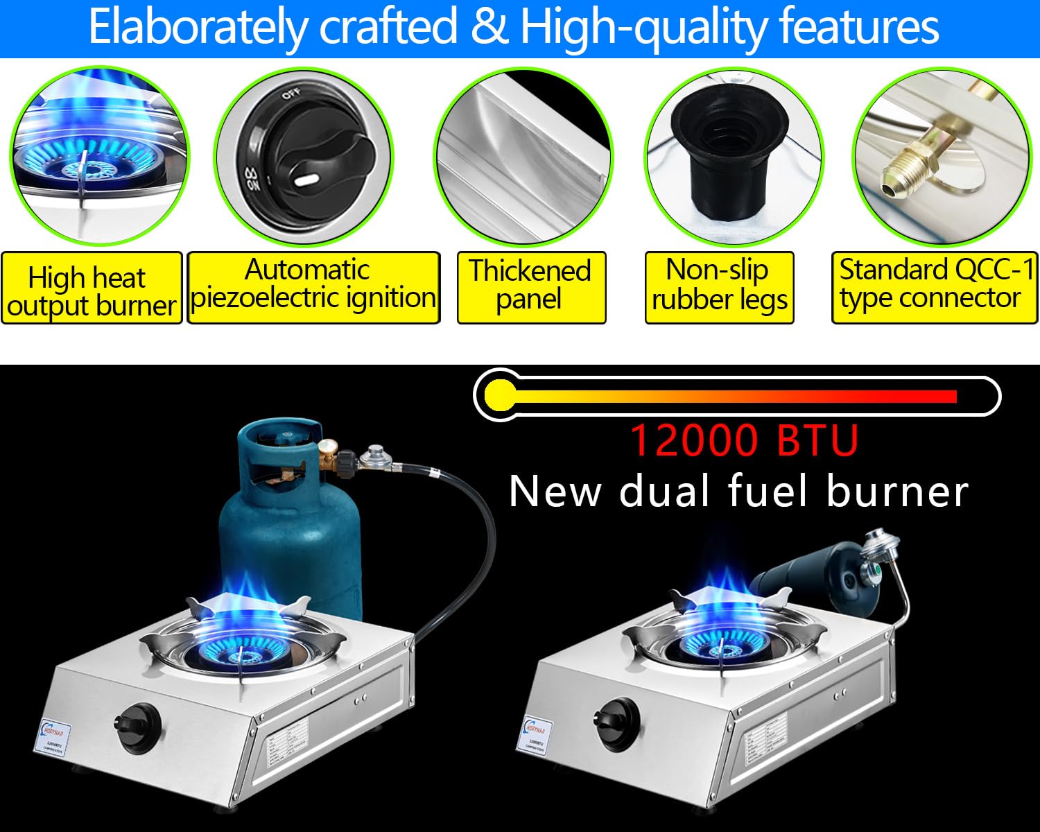 Horynar propane stove compact design makes it ideal for emergency outdoor cooking on trips.