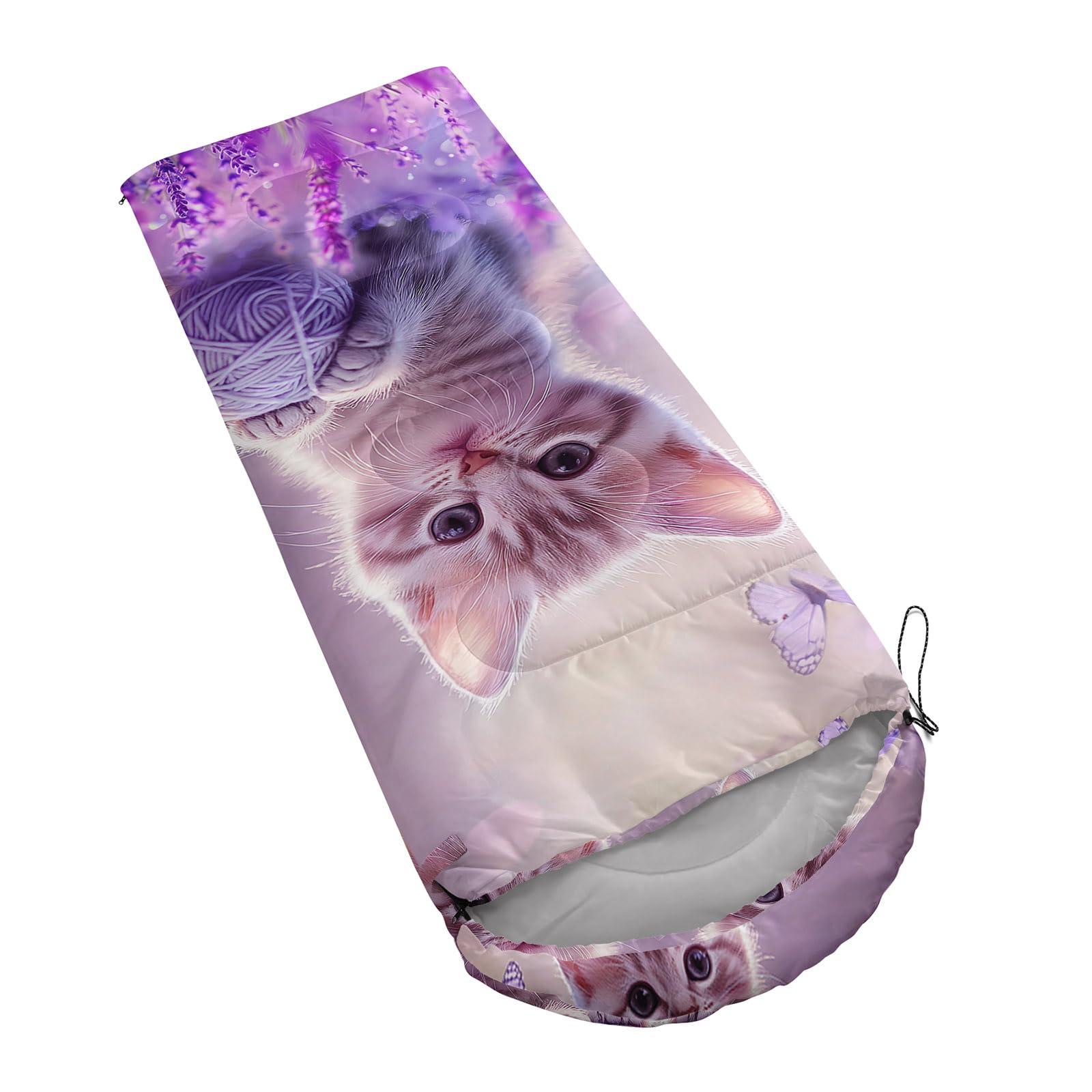 HOSIMA Kawaii Cat Sleeping Bag waterproof fabric conveys weather-ready protection during camping