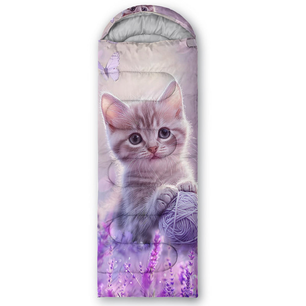 HOSIMA Kawaii Cat Sleeping Bag zipper-action shows smooth closure for dependable use