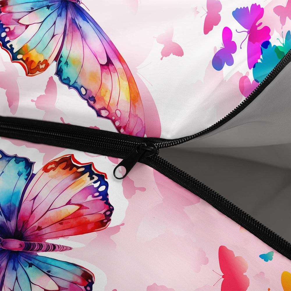Hosima Pink Butterfly sleeping bag inside view reveals soft lining and microfiber filling
