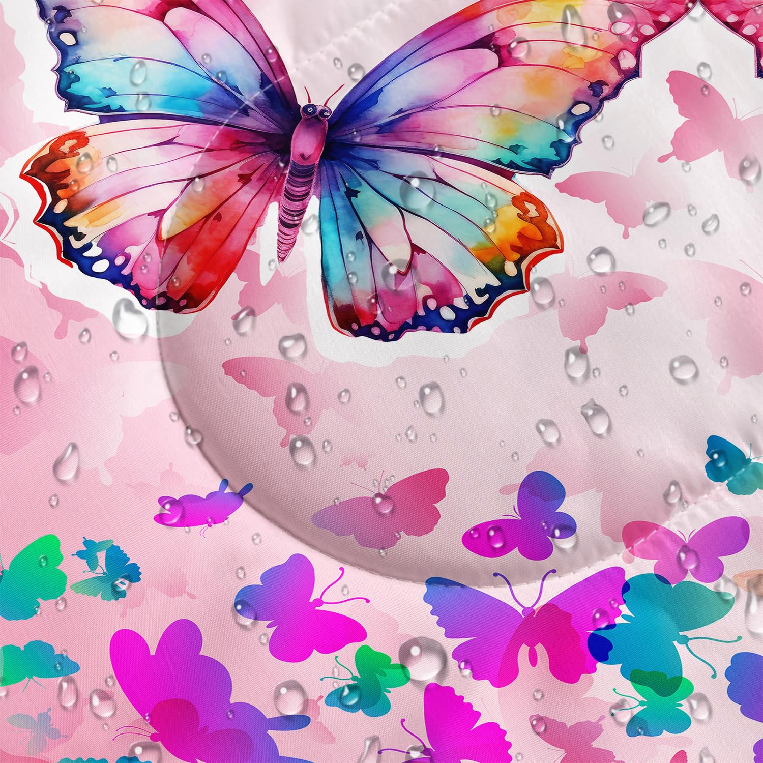 Hosima Pink Butterfly sleeping bag pattern detail features cheerful butterfly design for kids