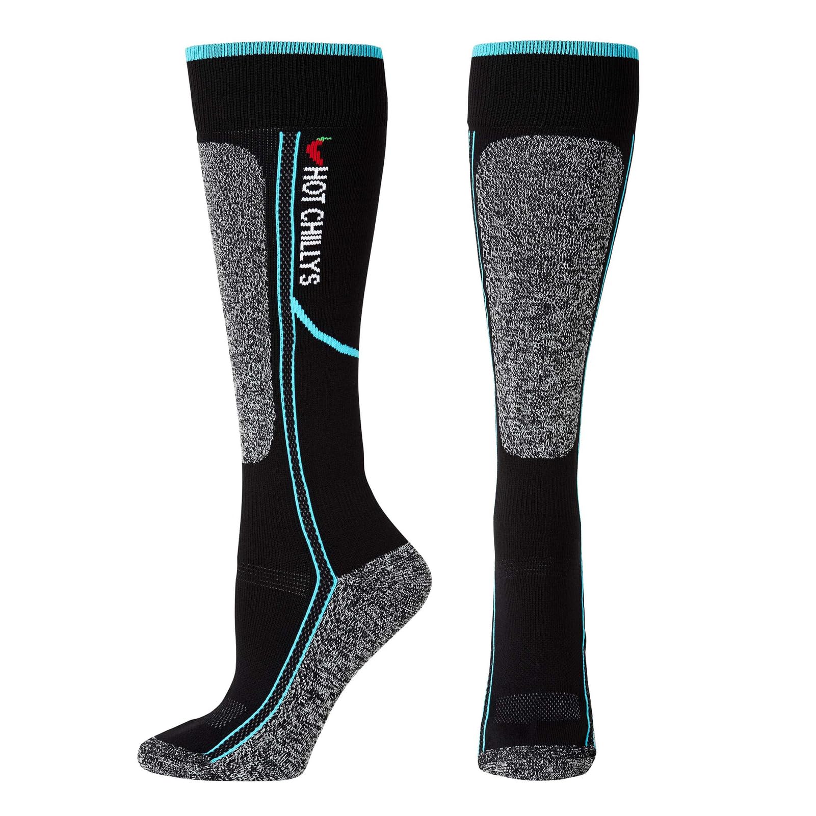 Hot Chillys Women's Elite mid-volume sock front view showing cushioned warmth for outdoor winter activities.