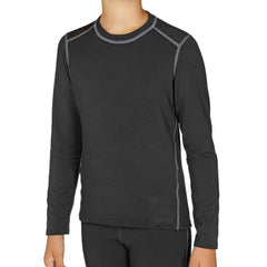 Hot Chillys Youth MTF Originals crewneck side view demonstrates flexible fit for full range of motion