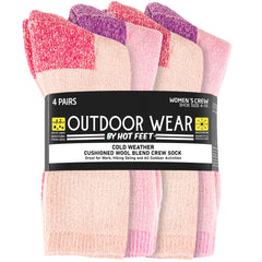 HOT FEET 4 Pack work socks front view pack shows lavender and pink colorway for daily wear comfort.
