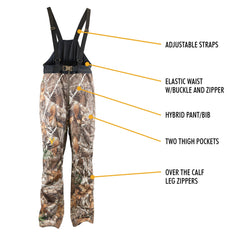Hot Shot bib pant back view shows adjustable straps and windproof protection.