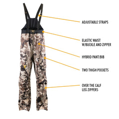 HOT SHOT Veil Cervidae camo bib back view displays secure suspenders and steady fit.