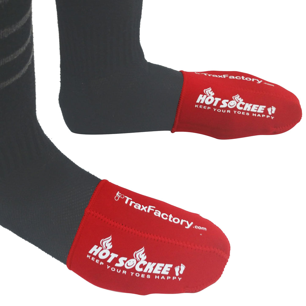 Hot Sockee toe warmers inside shoes provide cozy warmth for cold days.