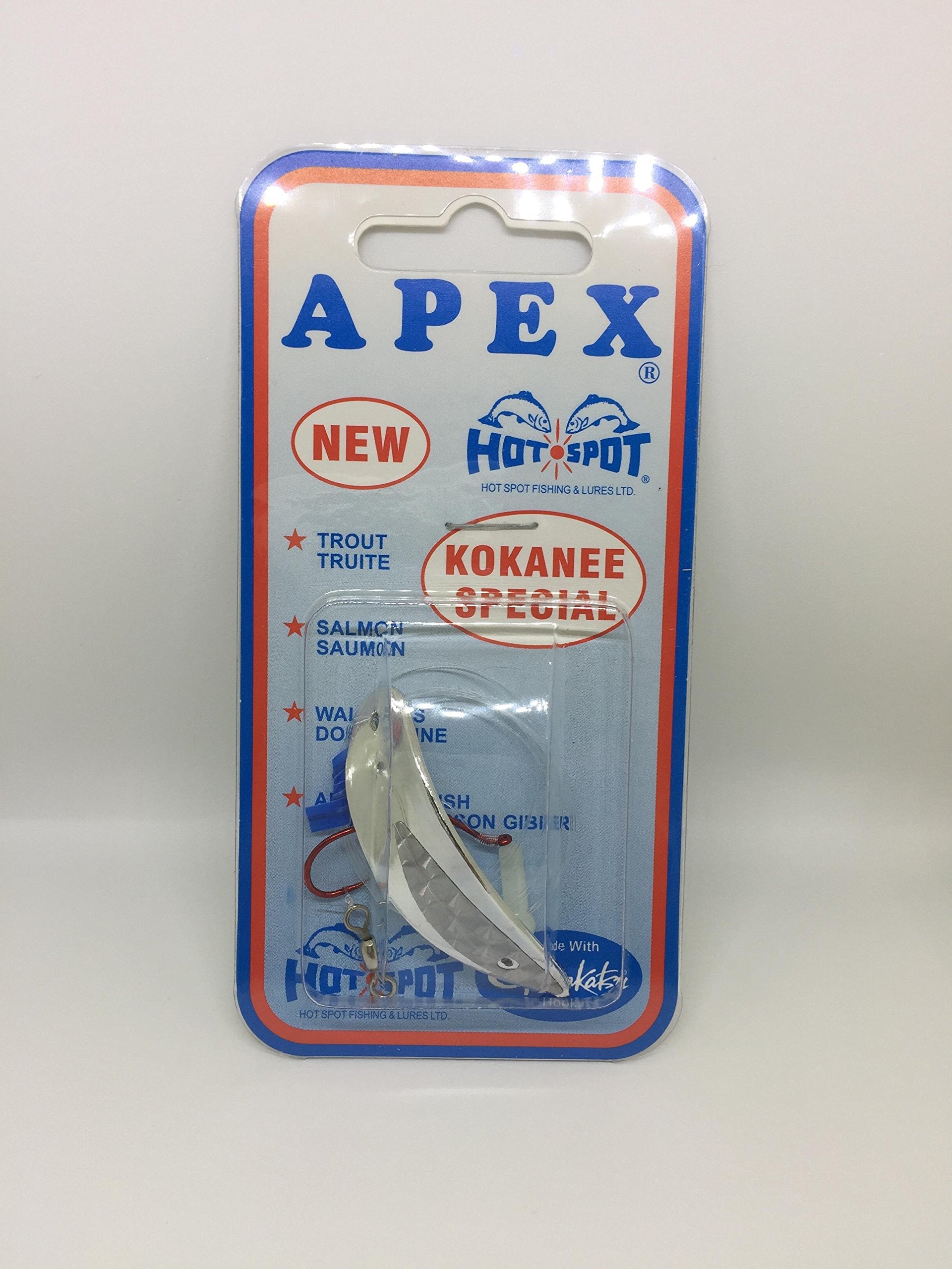 Hot Spot Apex Kokanee lure, 1.5-inch, shown for kokanee targeting.