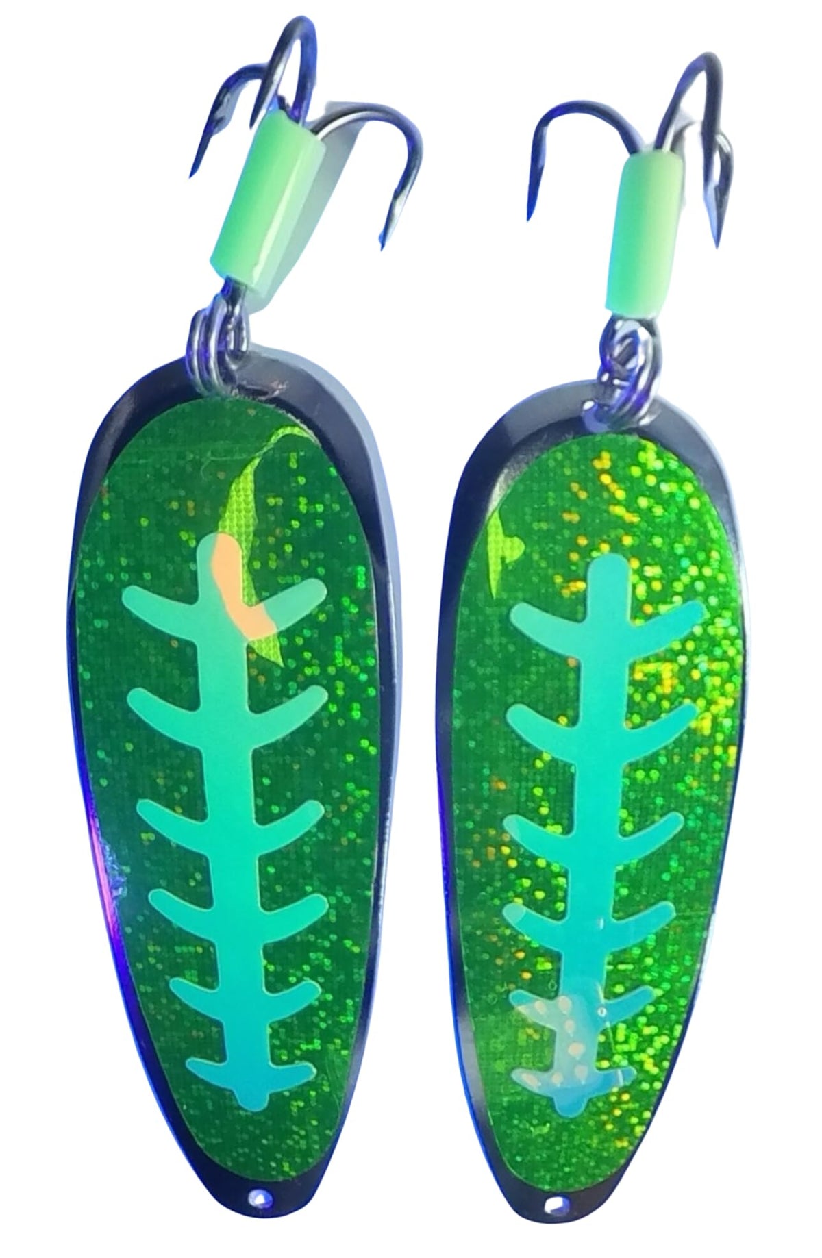 HOT UV & Glow Premium Magnum King Chinook Salmon Trolling Spoons Green – image 1