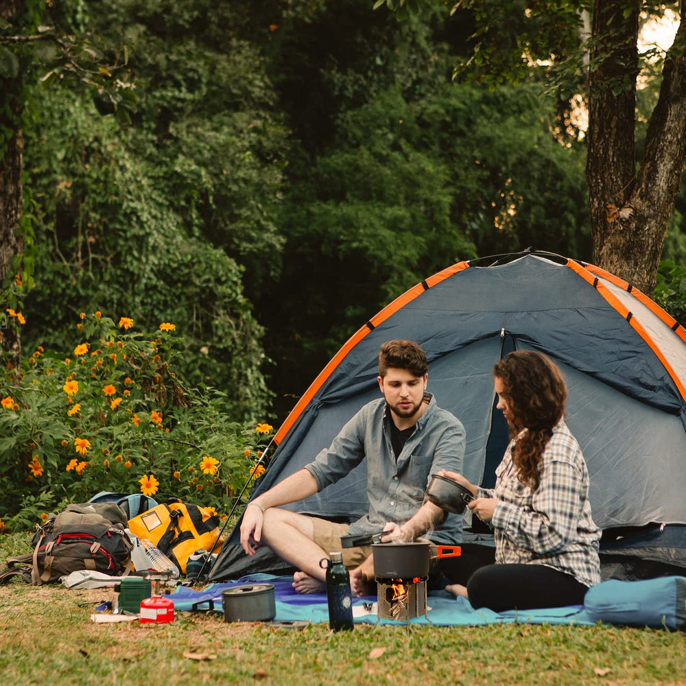 Hotdevil solo stove backpacking-setup ready for travel and camping.