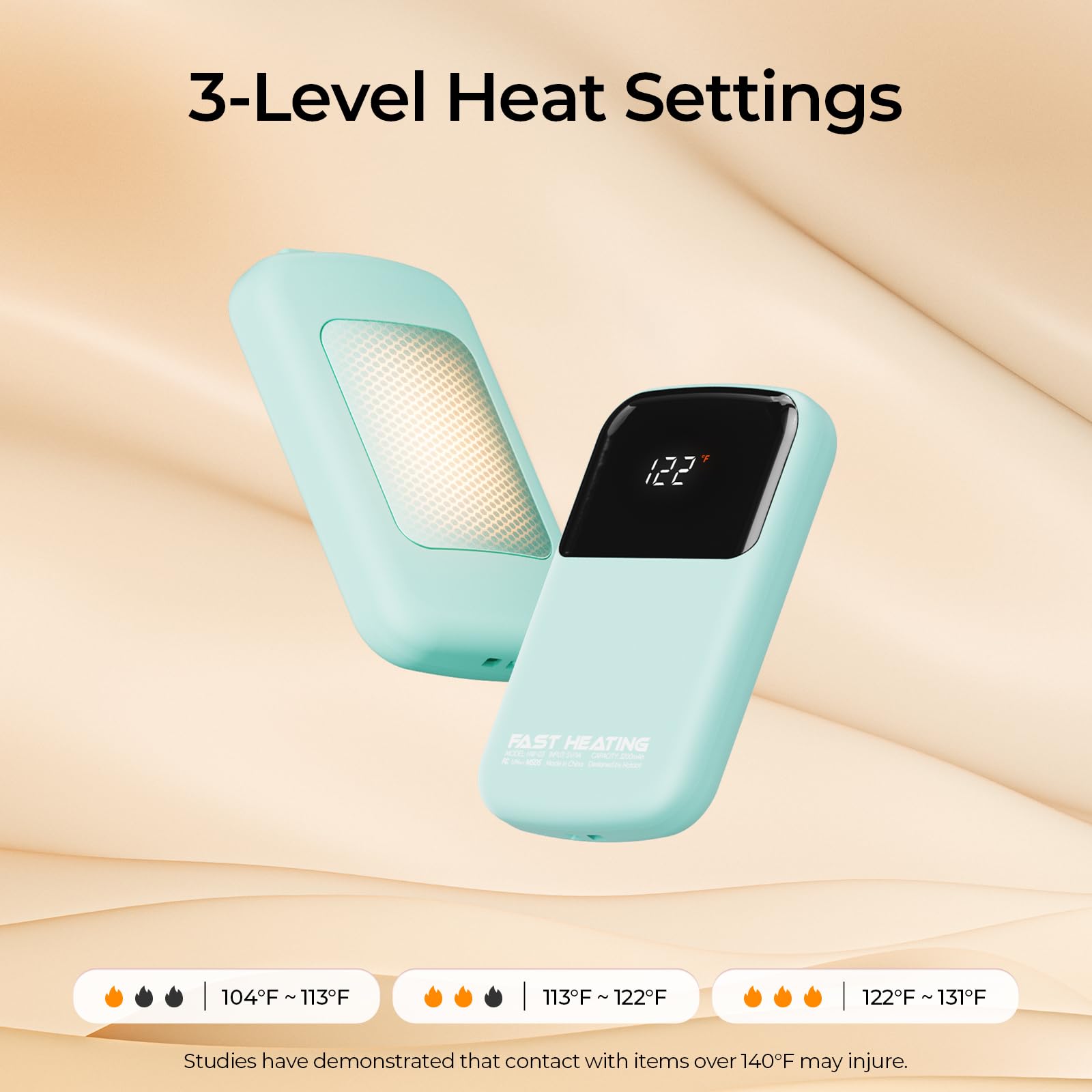Hotdot AI Hand Warmers LED display shows real-time temp and battery